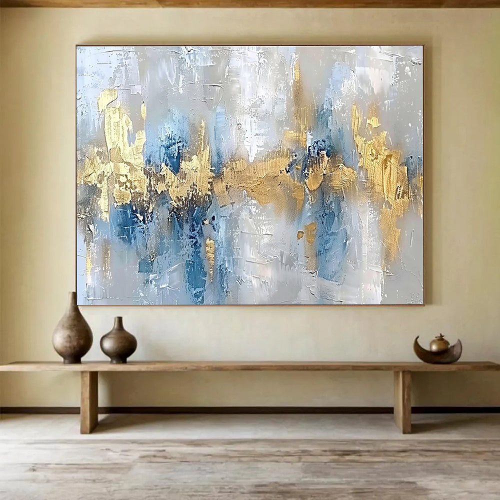 Gold Blue Grey Abstract Painting THY045
