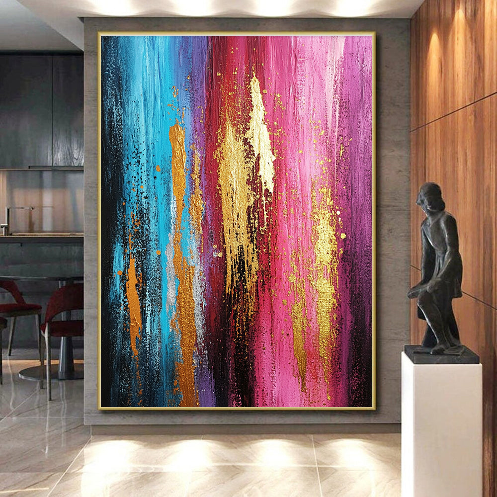 Pink Purple Abstract Painting with Gold Details GER719