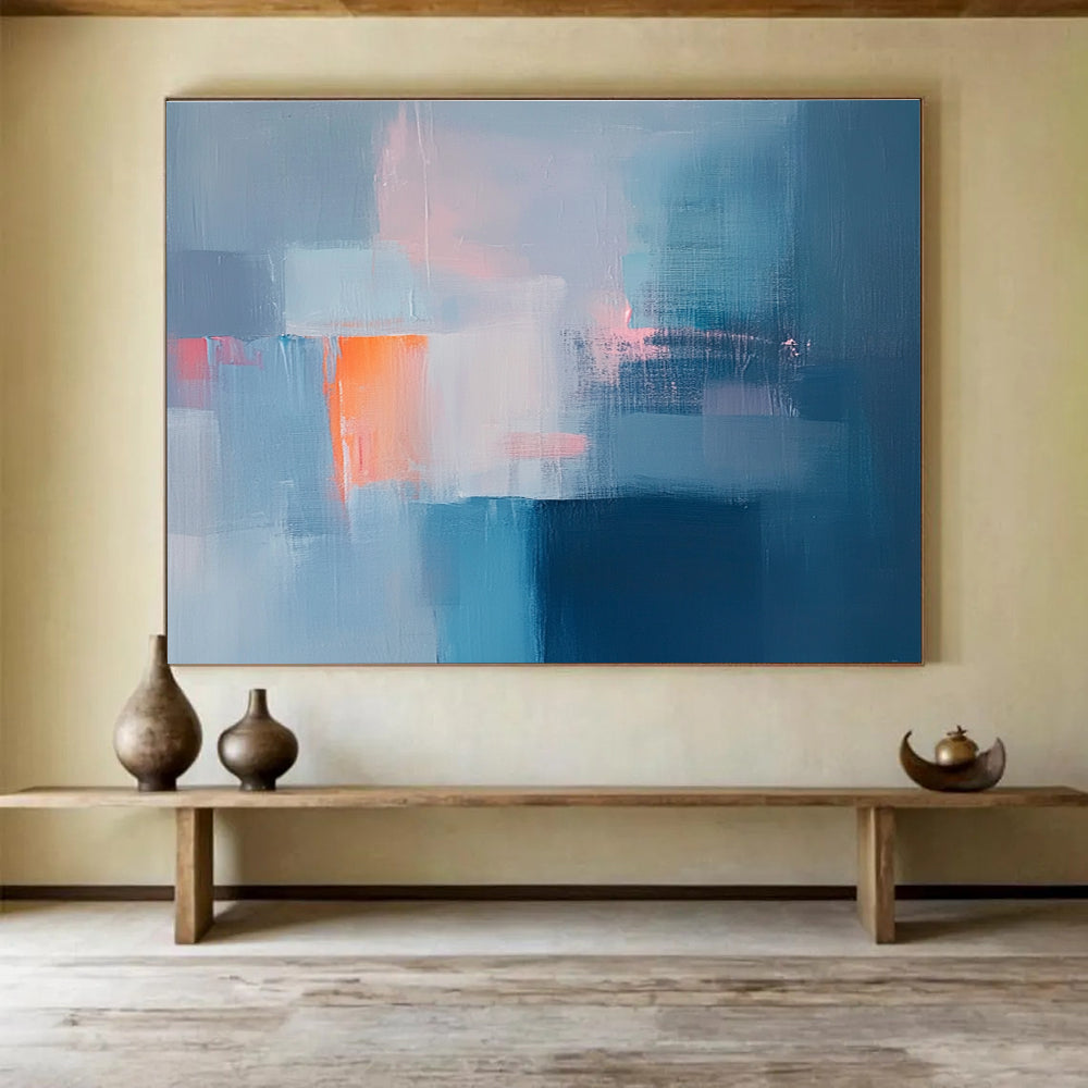 Blue and Orange Abstract Blocks Painting DYP477