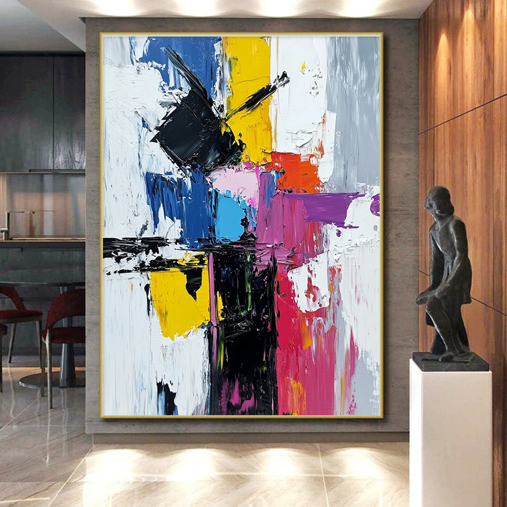 Multicolor Block Abstract Painting with Thick Brushstrokes GER732