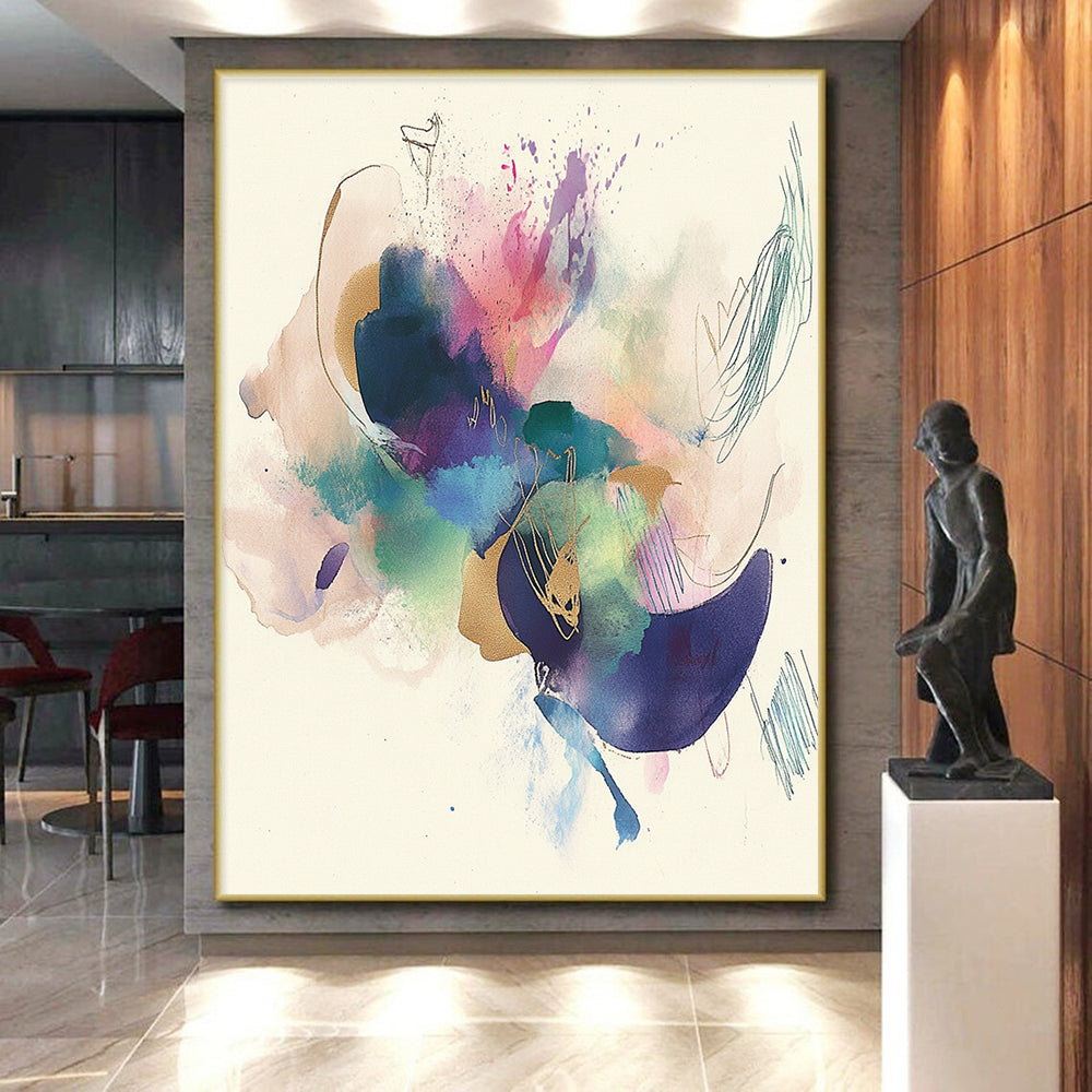 Colorful Ink - Splatter Abstract with Gold Accents GER276