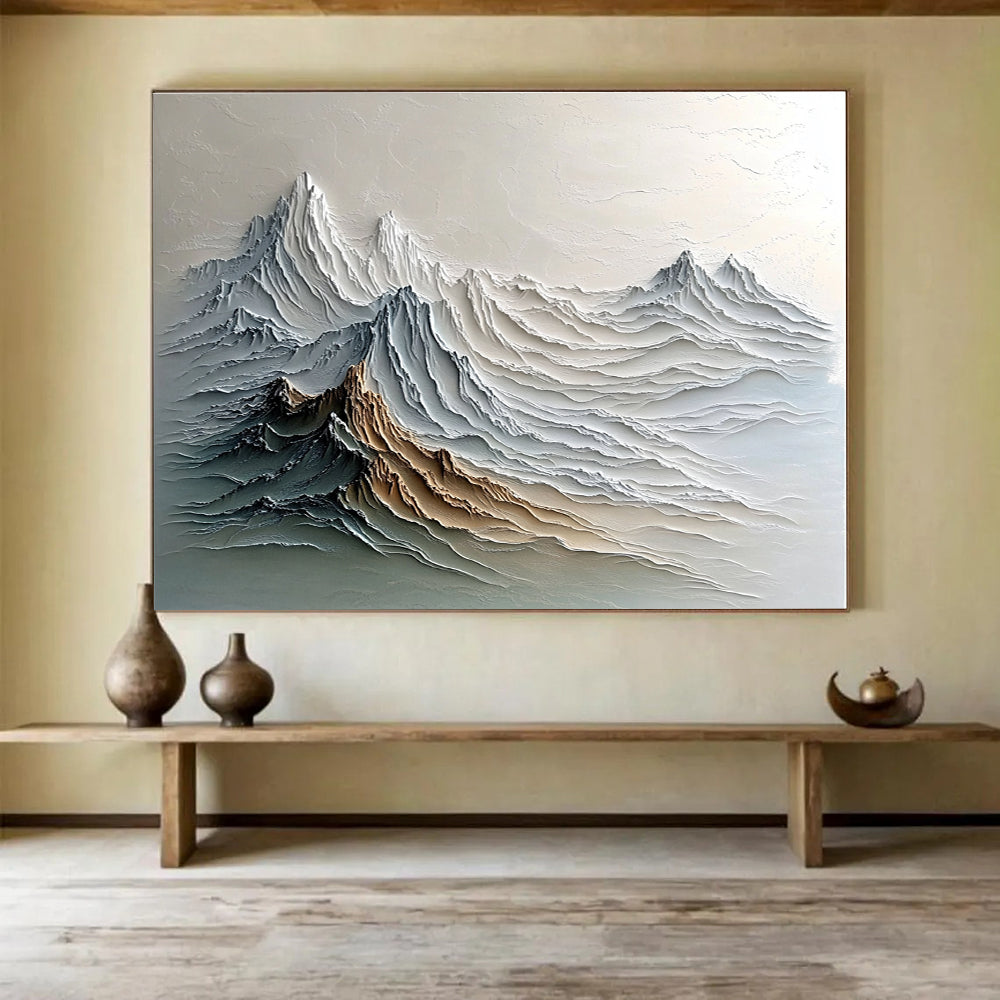 Textured Mountain Landscape Abstract Painting with Layered Colors DYP148