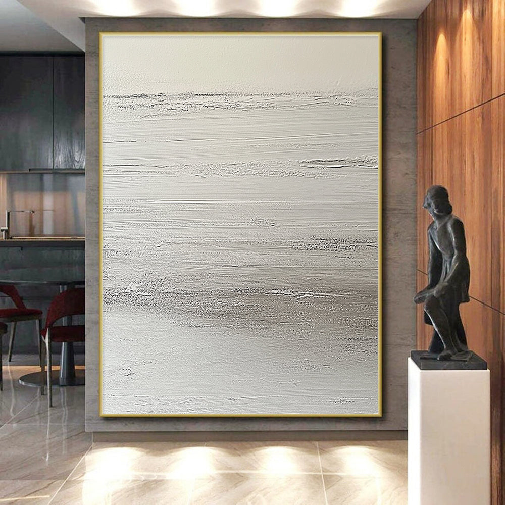 White Textured Abstract Painting with Delicate Patterns GER129