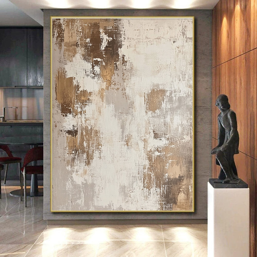 Beige and Brown Textured Abstract Painting with Earthy Vibes GER126