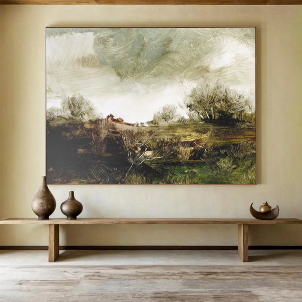 Textured Field Abstract Painting with Ear THY Tones THY122