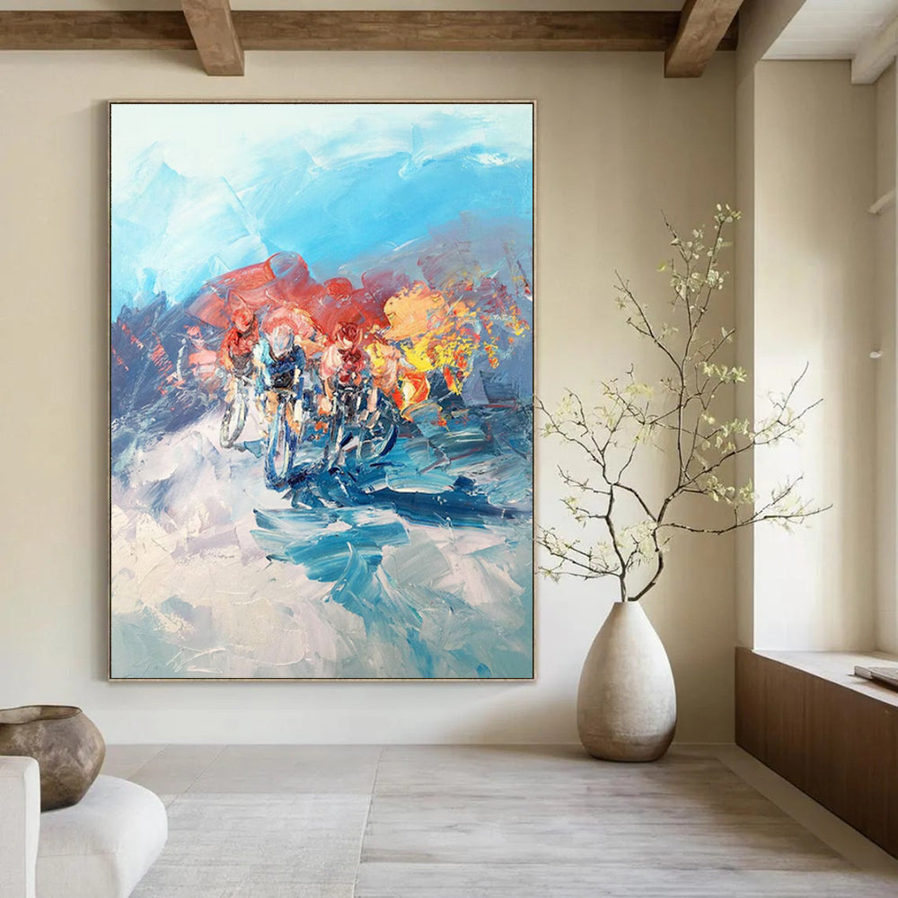 Cycling Race Abstract Painting with Dynamic Colors ADGE532