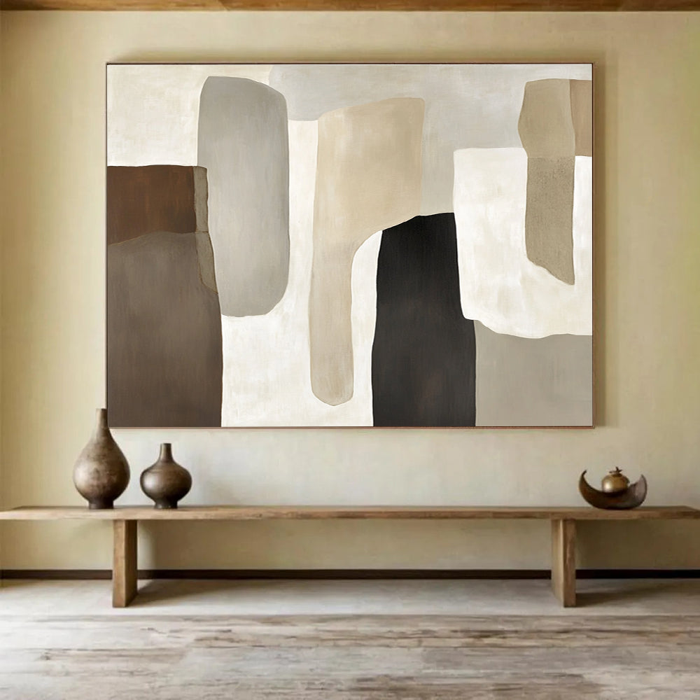 Neutral Geometric Abstract Painting with Earthy Tones DYP439