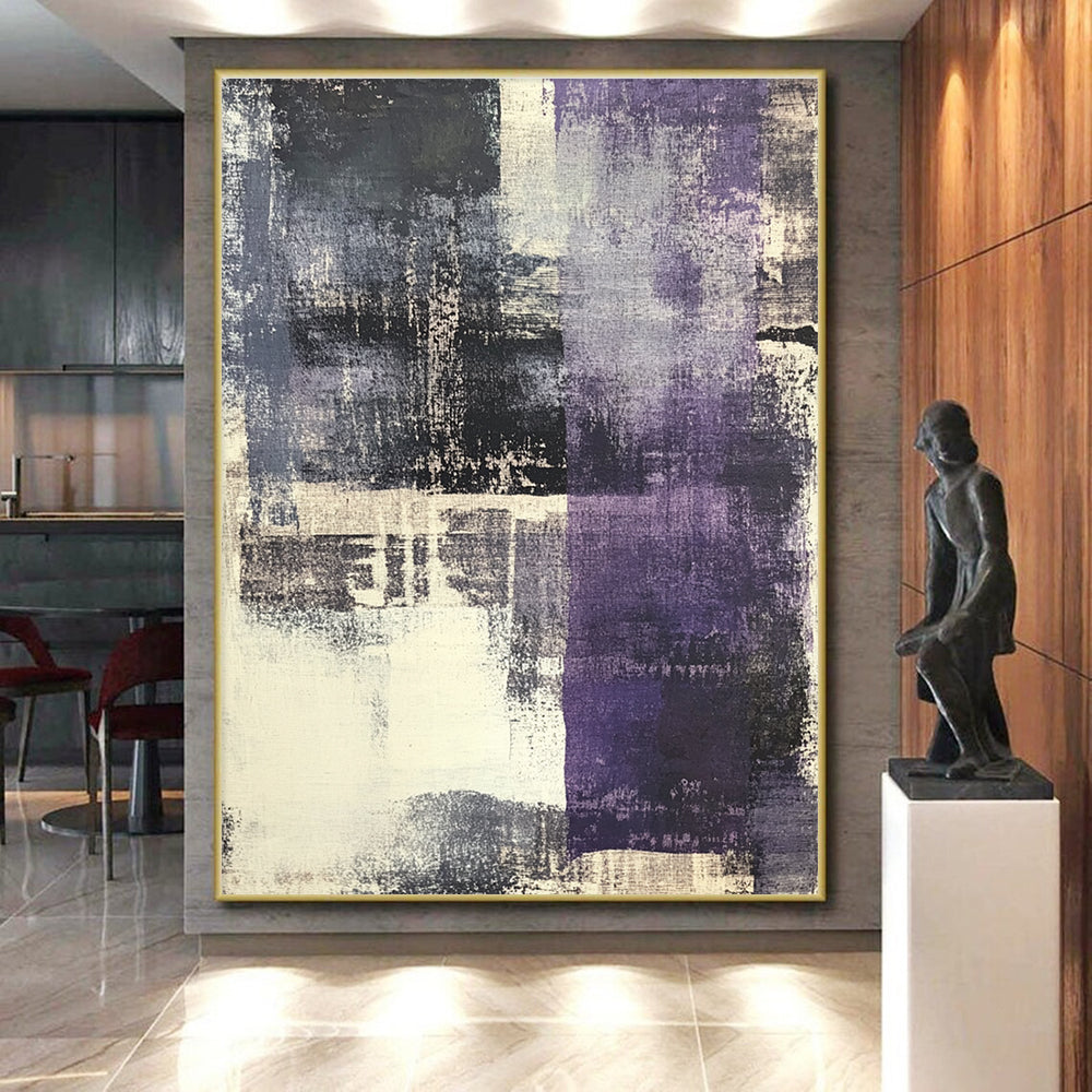 Purple Gray Abstract Painting with Moody Textures GER525
