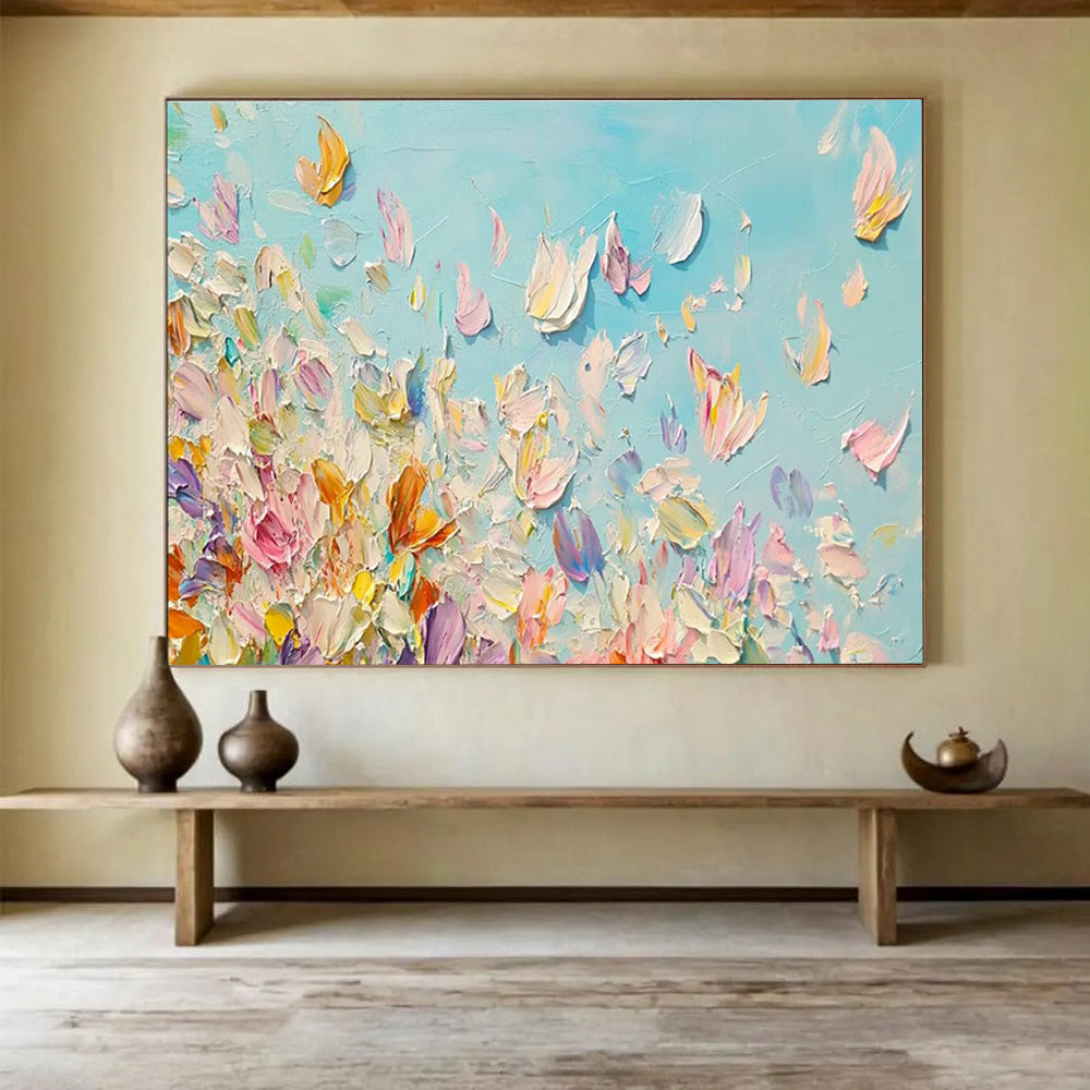 Petal Dance Abstract Painting with Soft, Airy Colors THY410