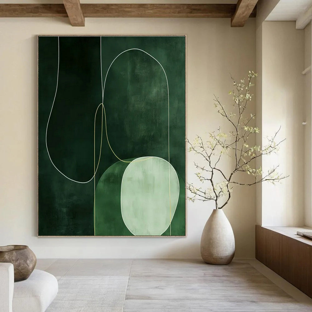Oversized Custom Hand-Painted Abstract Art for Cottage Hallway Bicycle Storage Niche and Office Equipment Cabinet Wall DLZ1848