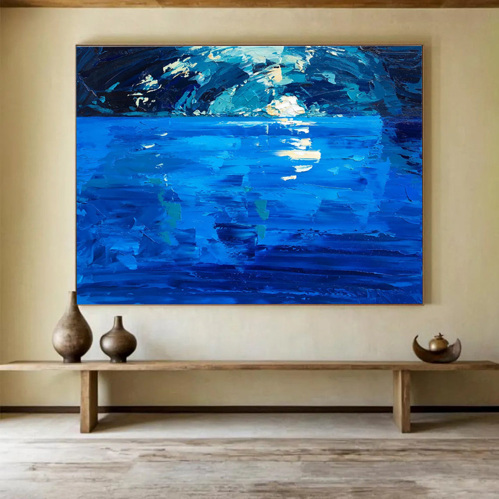 Moonlit Sea Reflection Abstract Painting THY448