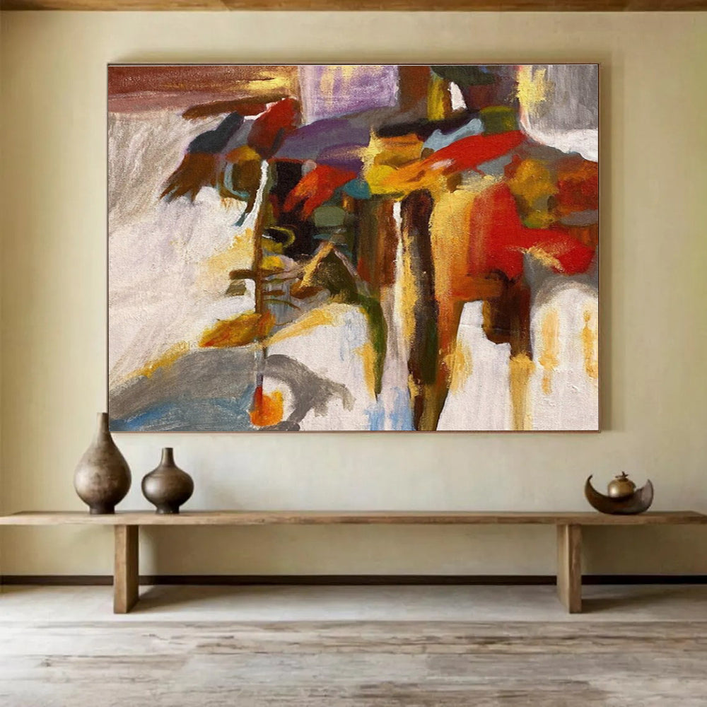 Colorful Figure Abstract Painting with Vivid, Dynamic Shapes THY365