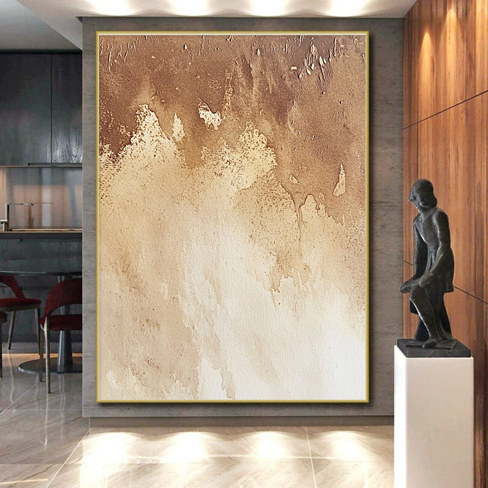 Brown and Beige Gradient Watercolor Abstract Painting with Subtle Textures GER004