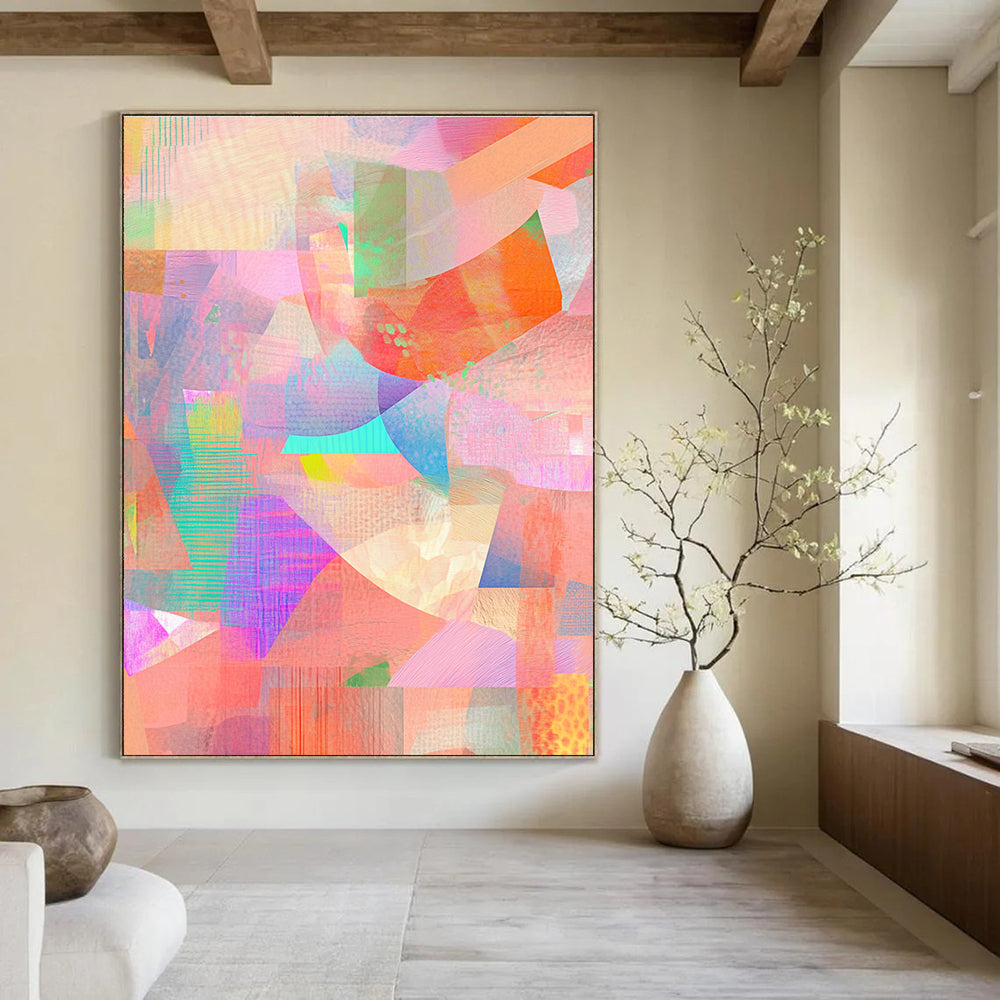 Abstract artwork in pastel colors featuring intricate textures and patterns with feminine hues and a soft pink palette for a vibrant aesthetic.STSC477