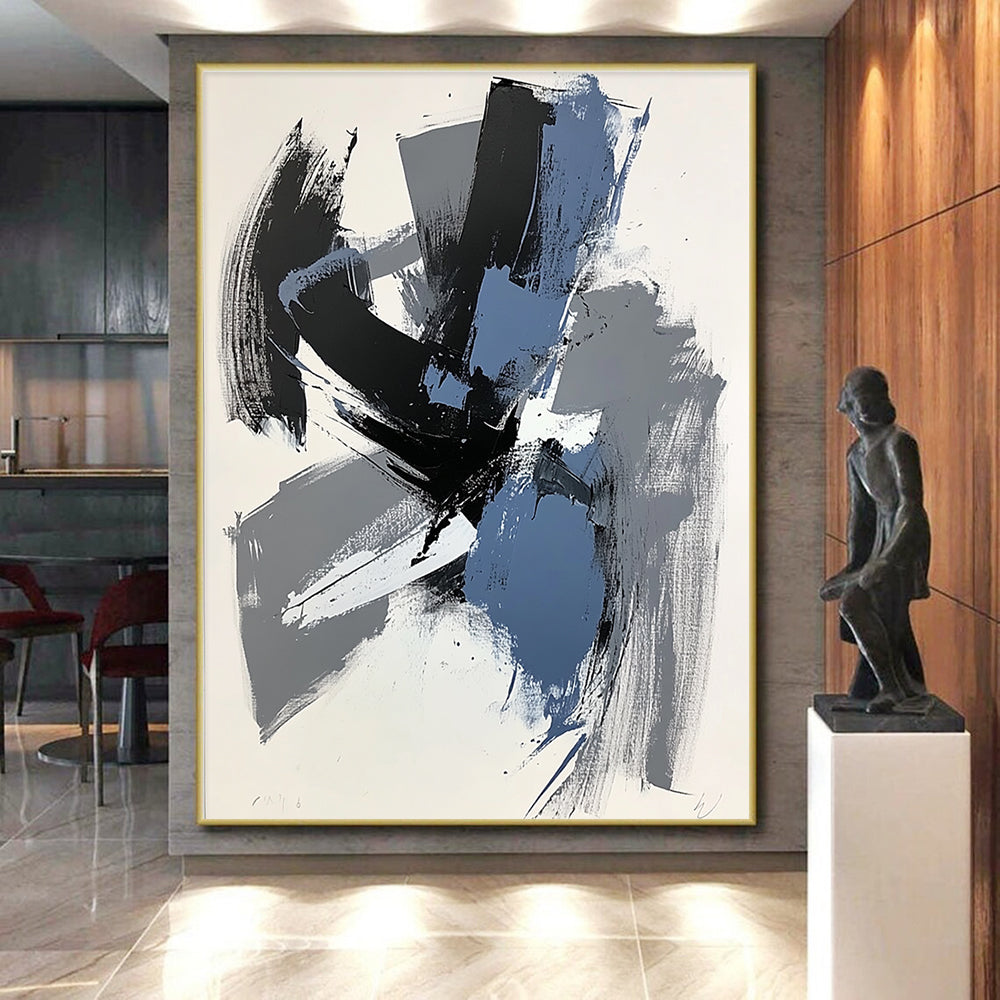 Black Gray Blue Abstract Painting GER824