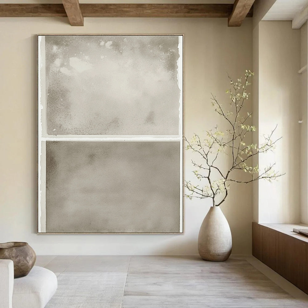 Large abstract watercolor prints in grayish-beige on clean white paper with a spacious blank area below for versatile display.STSC1454