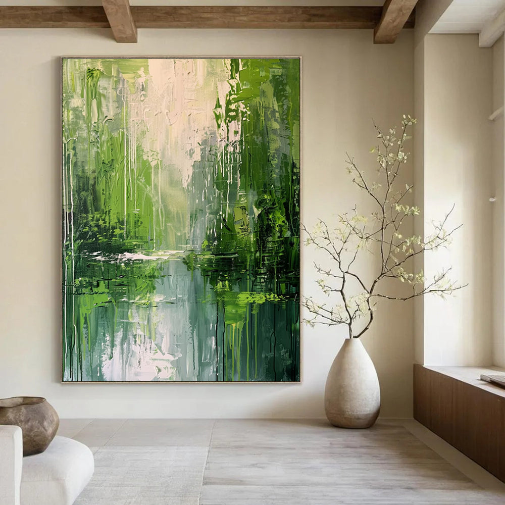 Green Grey Abstract Landscape Painting ADGE002