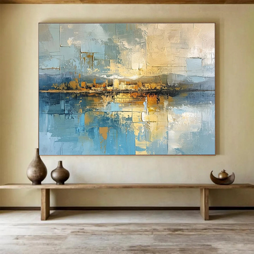 Blue Toned Cityscape Abstract Painting THY049