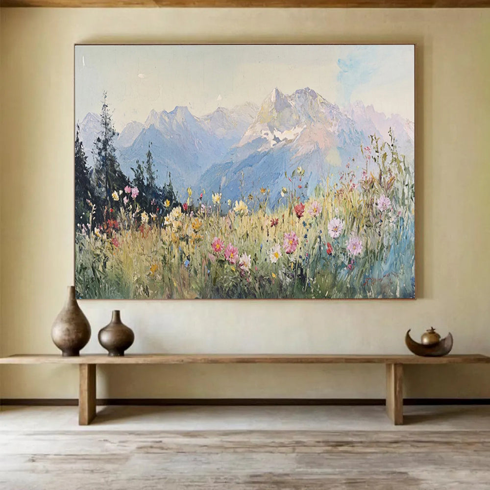 Alpine Meadow Abstract Painting with Fresh, Natural Abundance THY409