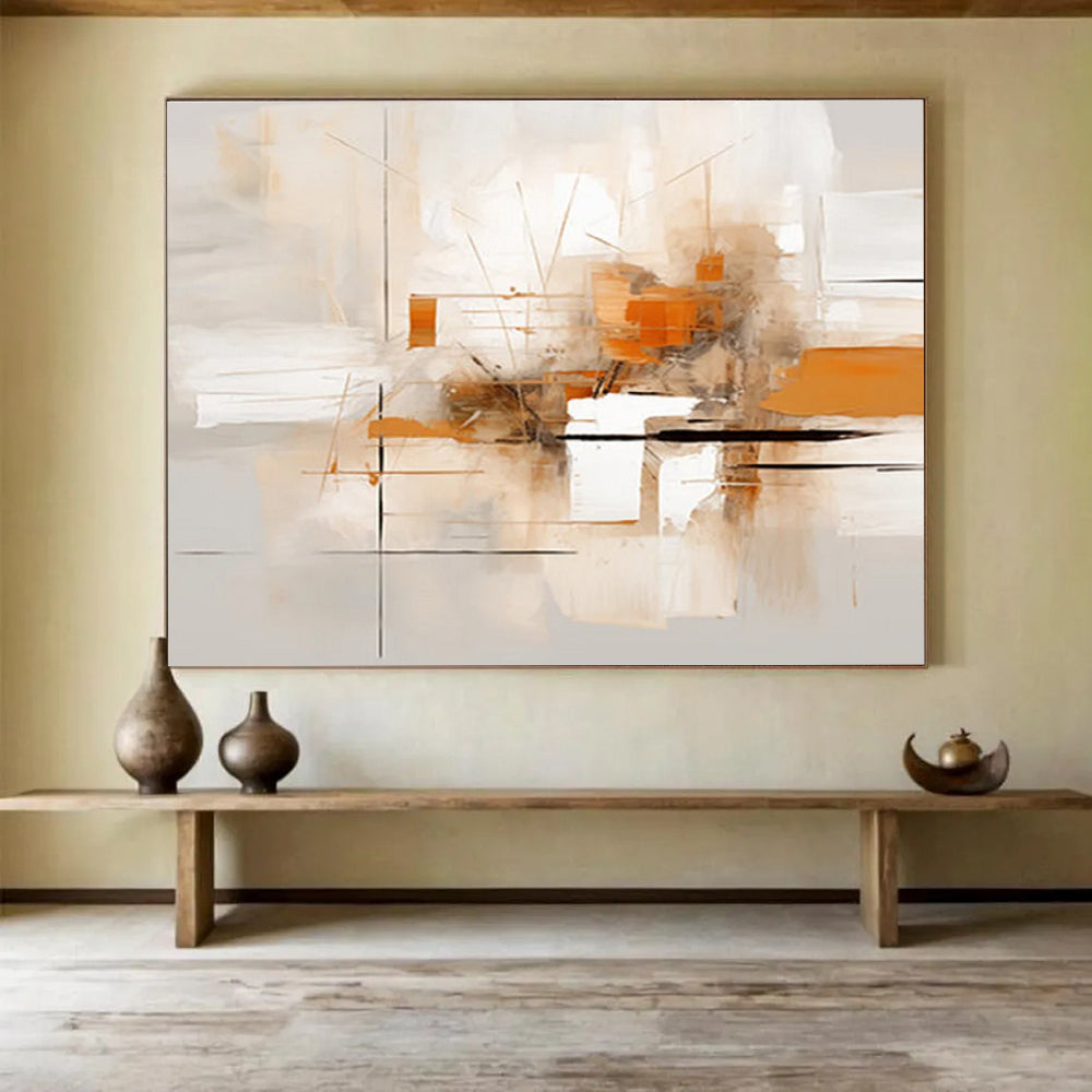 Light Beige and Orange Abstract Painting THY096