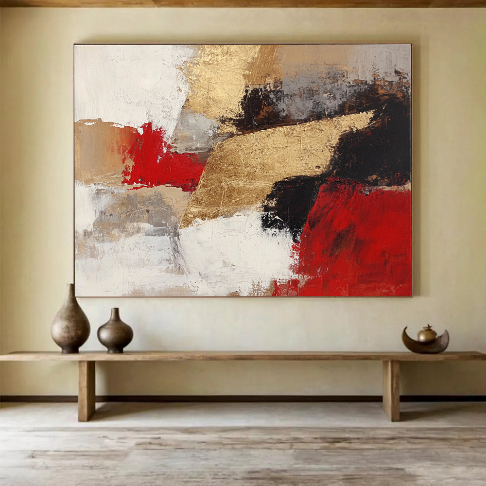 Abstract with Gold and Red Accents on Neutral Background DYP539
