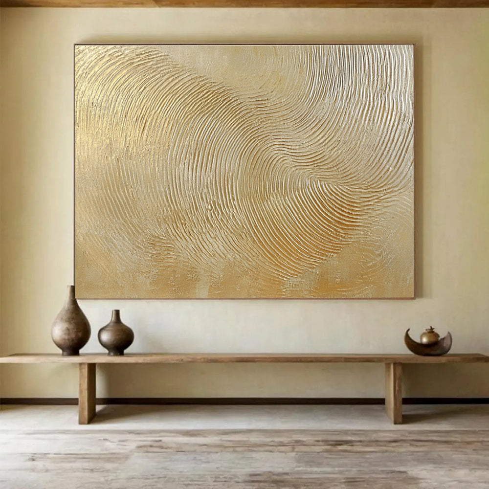 Golden Textured Wave Pattern Abstract Painting DYP150