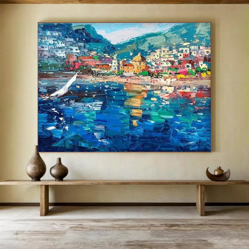 Amalfi Coast Harbor Abstract Painting THY426