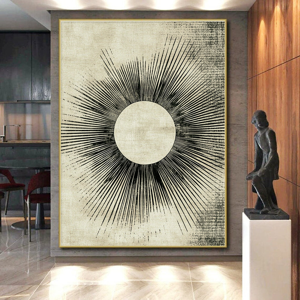 Sunburst Abstract Painting with Radiating Lines GER114