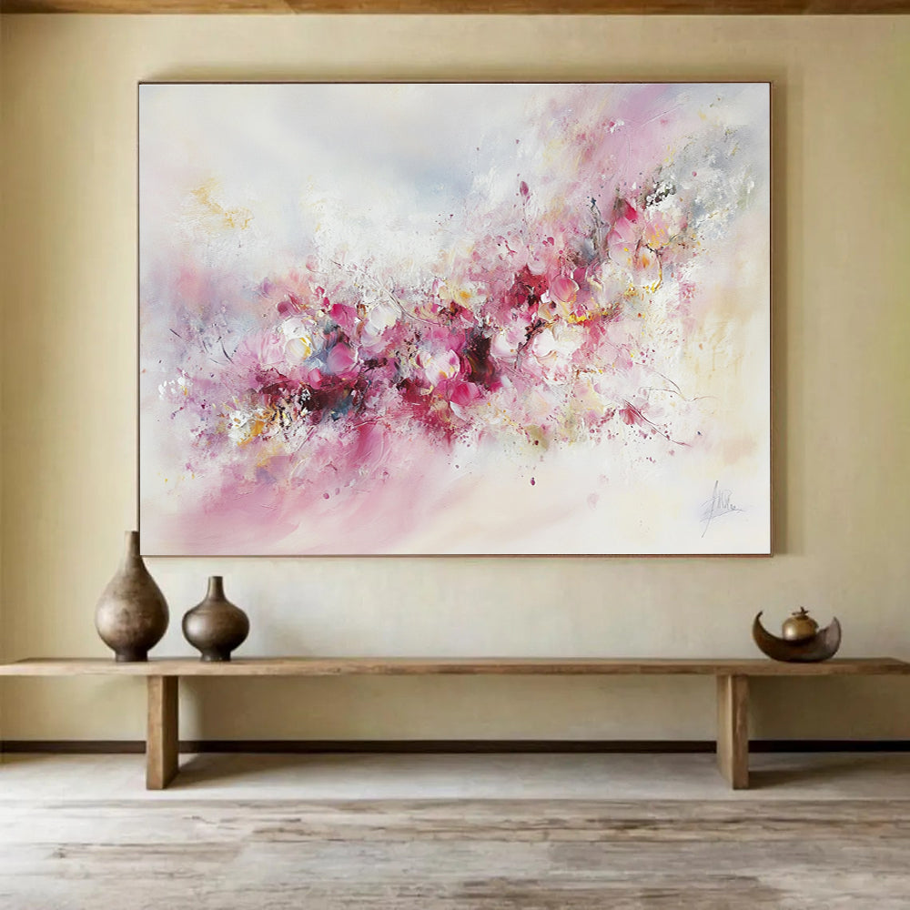 Soft Pink Floral Abstract Painting with Delicate Hues DYP350