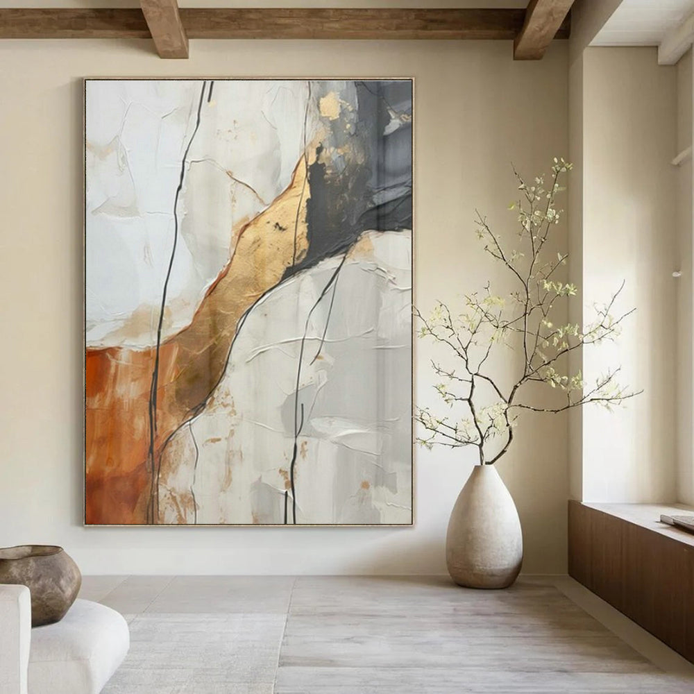 Large Customizable Hand-Painted Abstract Canvas for Living Room Window Treatment Wall and Bedroom Bedside Table Wall DLZ1945