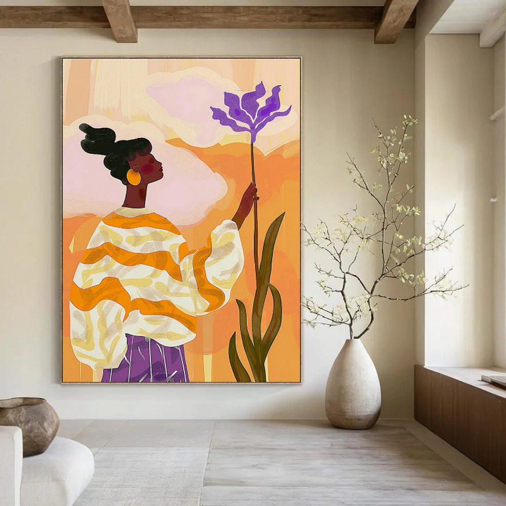 Oversized Hand - Painted Abstract Art for Office Cubicle Partitions & Entryway Mirror Frames DLZ0695