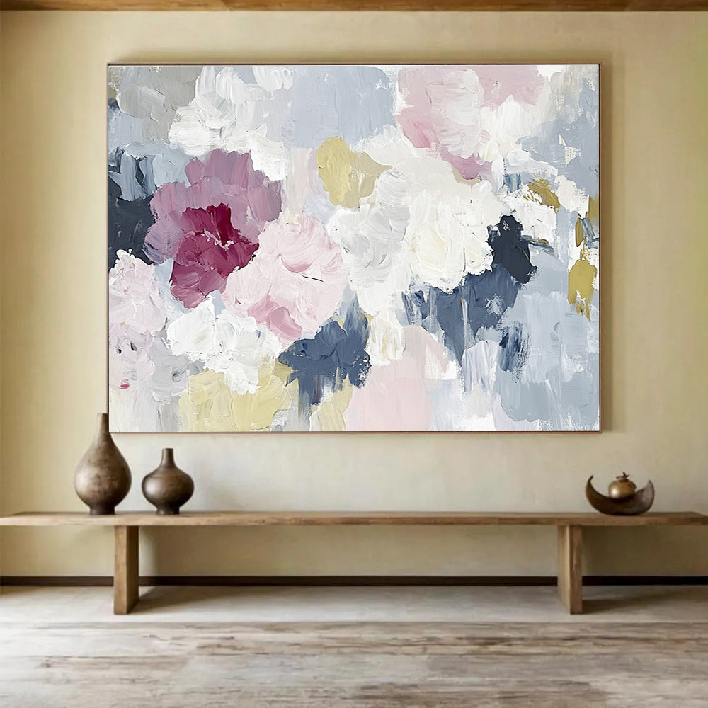 Soft Tones Floral Abstract Painting with Textured Petals DYP210