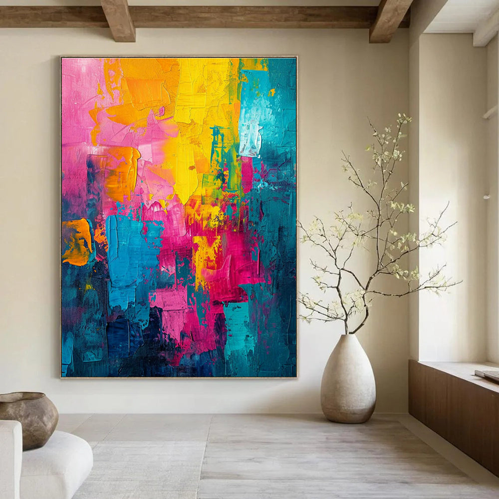Large Customizable Hand-Painted Abstract Canvas for Bedroom Window Bay and Living Room Fireplace Surround DLZ1921