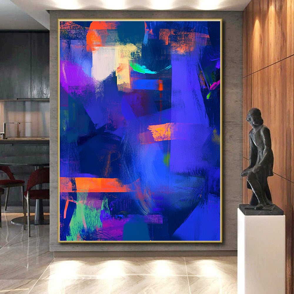Purple Blue Abstract Painting with Deep Hues GER407