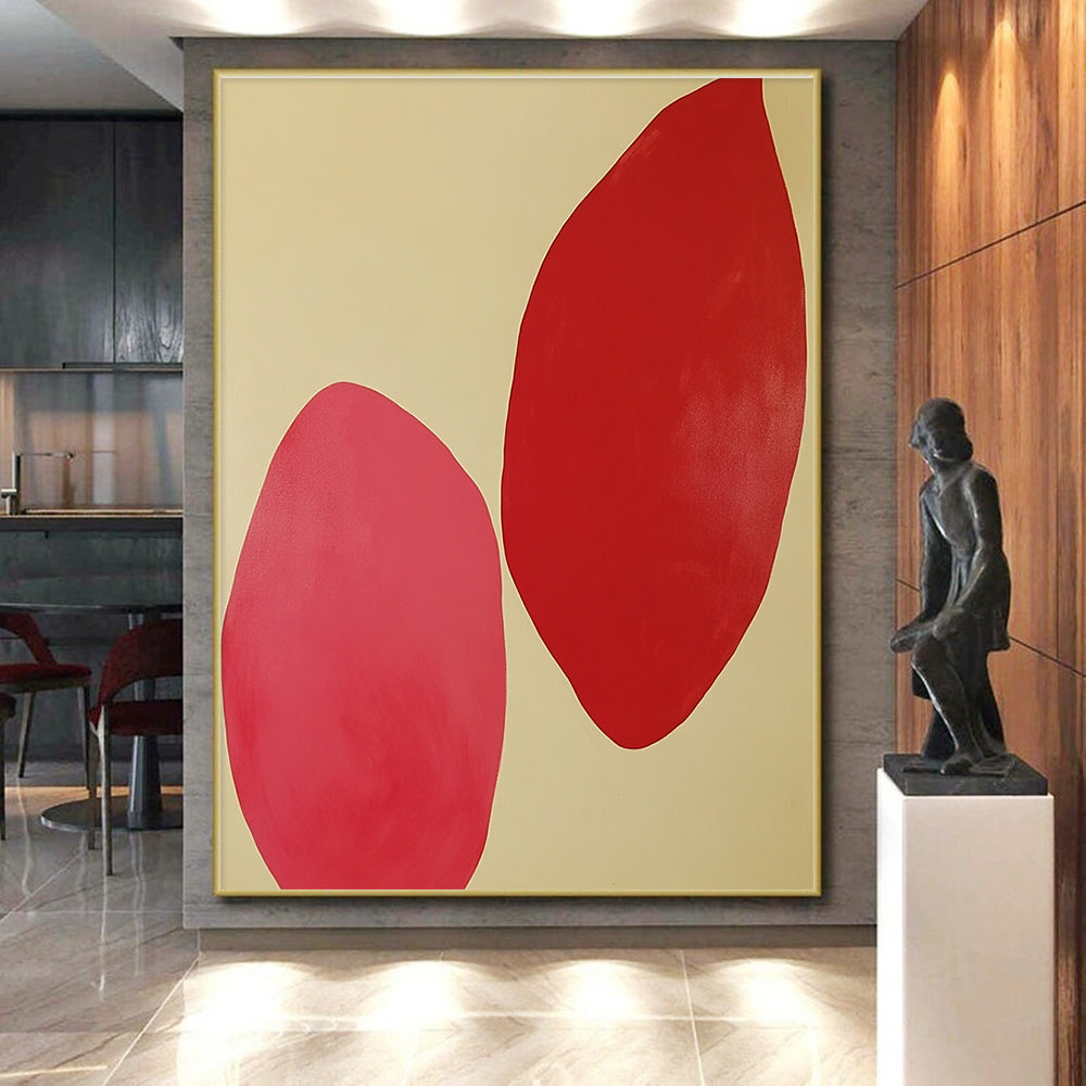 Minimalist Red Shapes Abstract Painting with Calm Simplicity GER538
