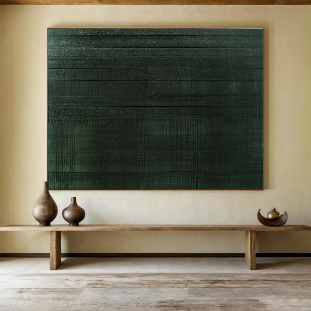 Dark Green Textured - Striped Abstract Painting DYP050