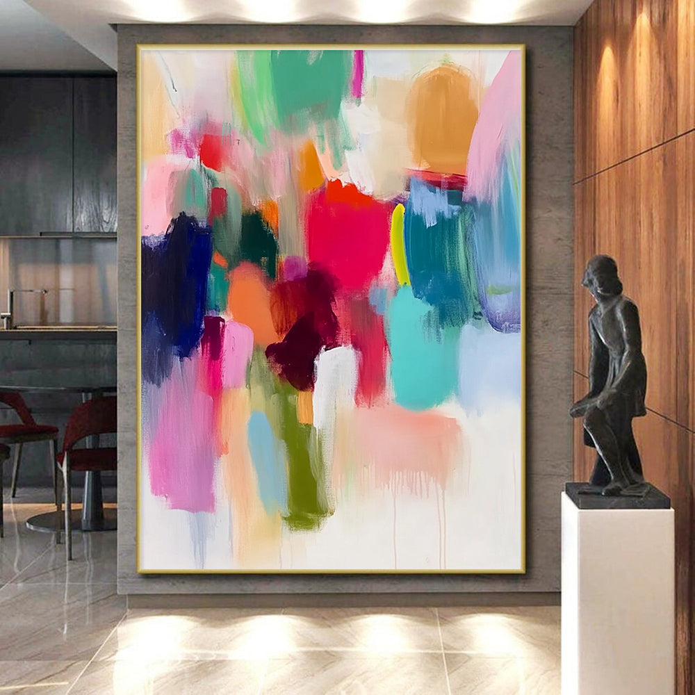Vivid Color Block Abstract Painting with Diverse Hues GER626