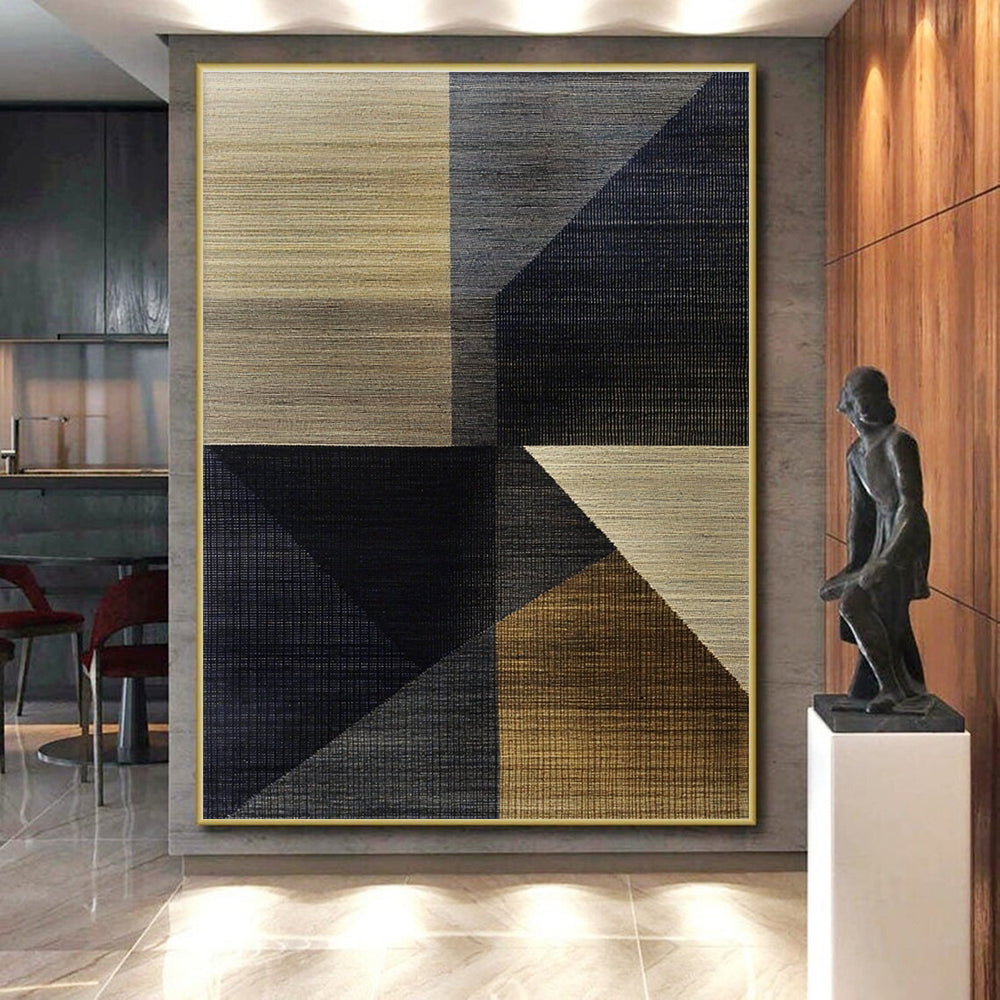 Neutral Tones Geometric Patchwork Abstract Art GER216