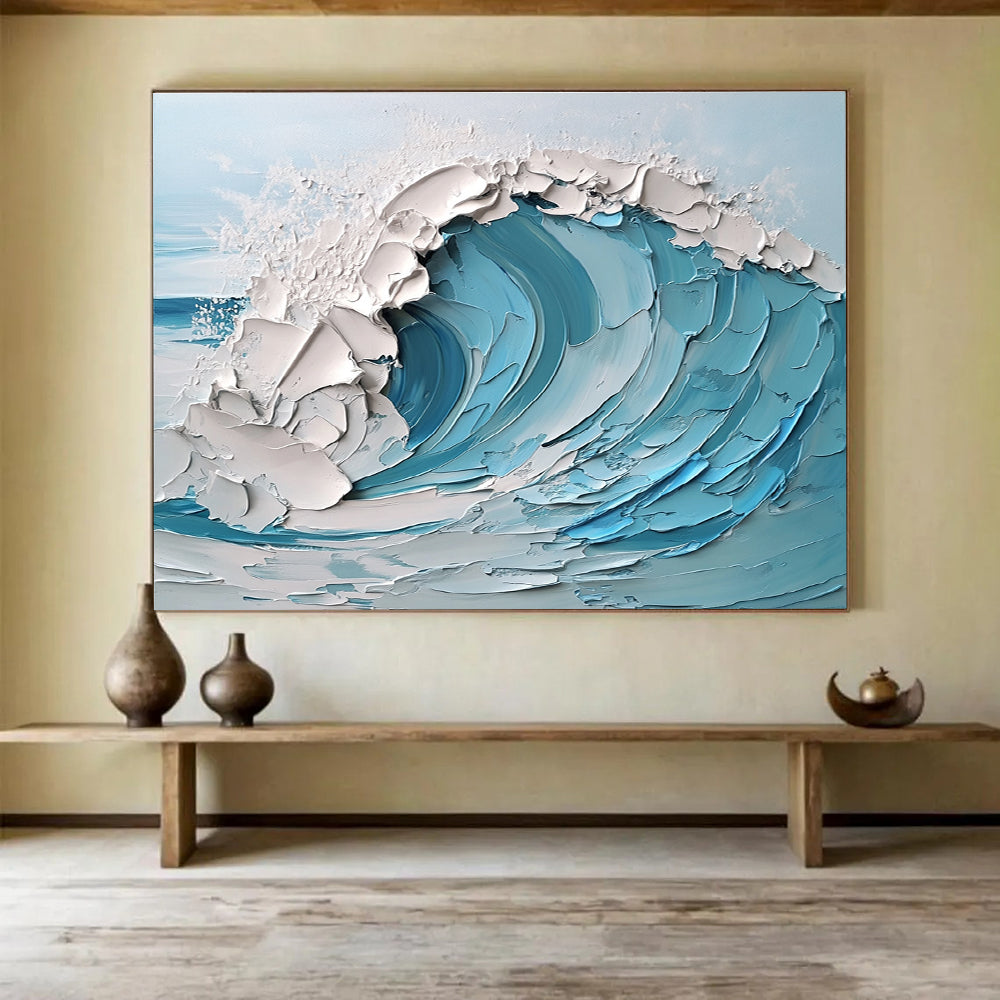 Textured Wave Abstract - Impasto Ocean Abstract Painting DYP004