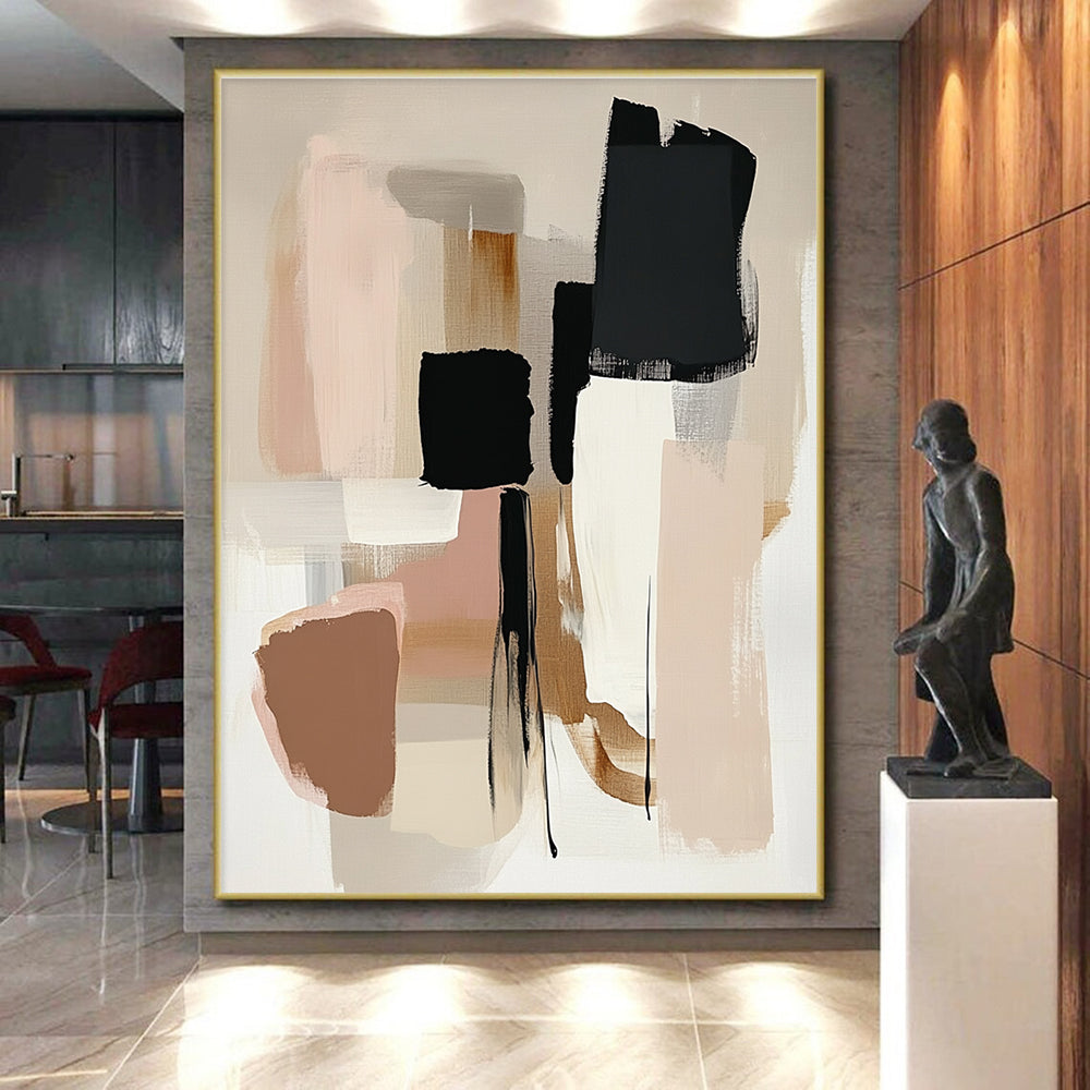 Neutral Tones Abstract Painting with Minimalist Shapes GER791