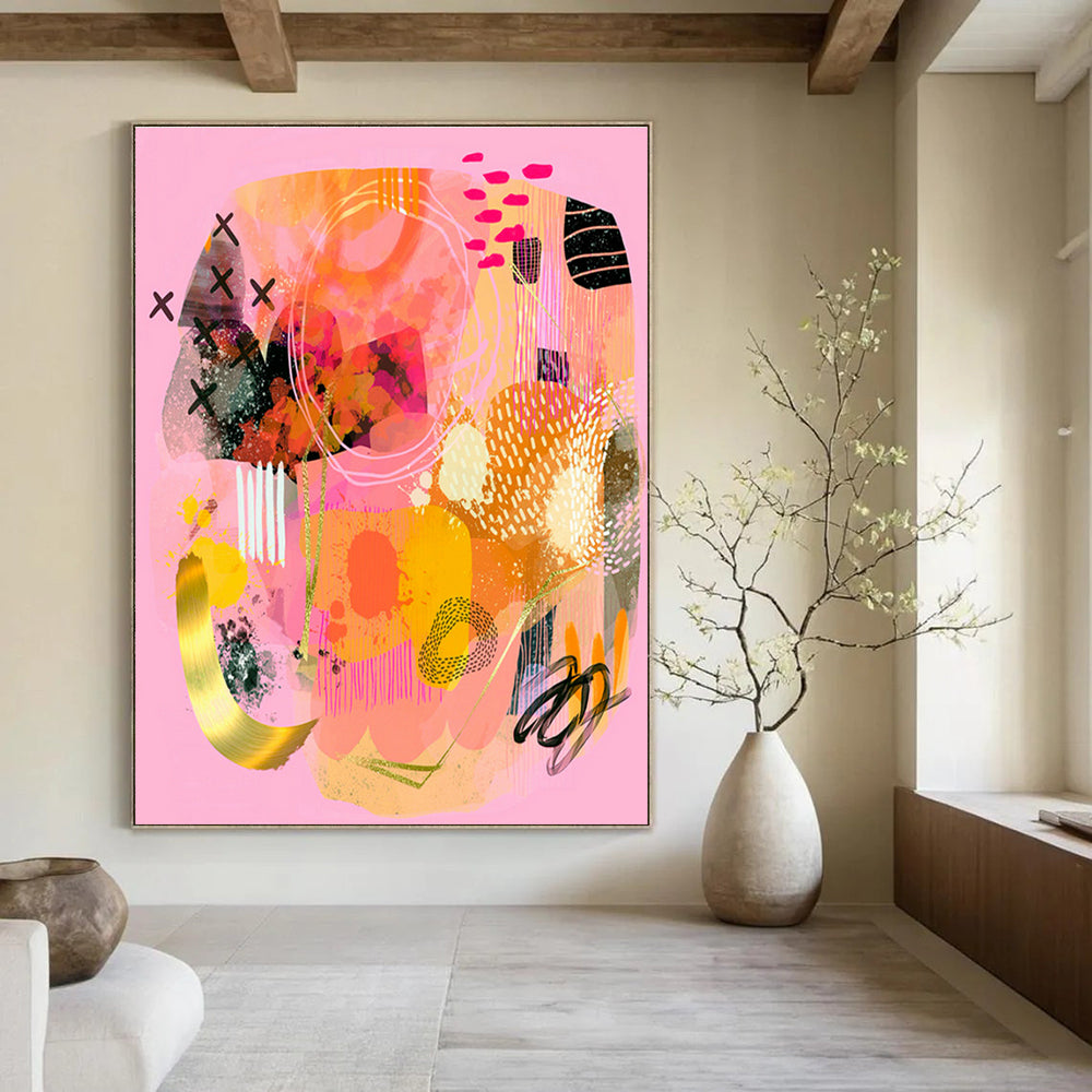 Large Hand - Painted Abstract Art for Hallway and Cottage Entryway DLZ0649