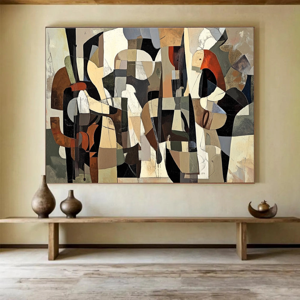 Cubist Abstract Painting with Multicolor Geometric Shapes DYP553