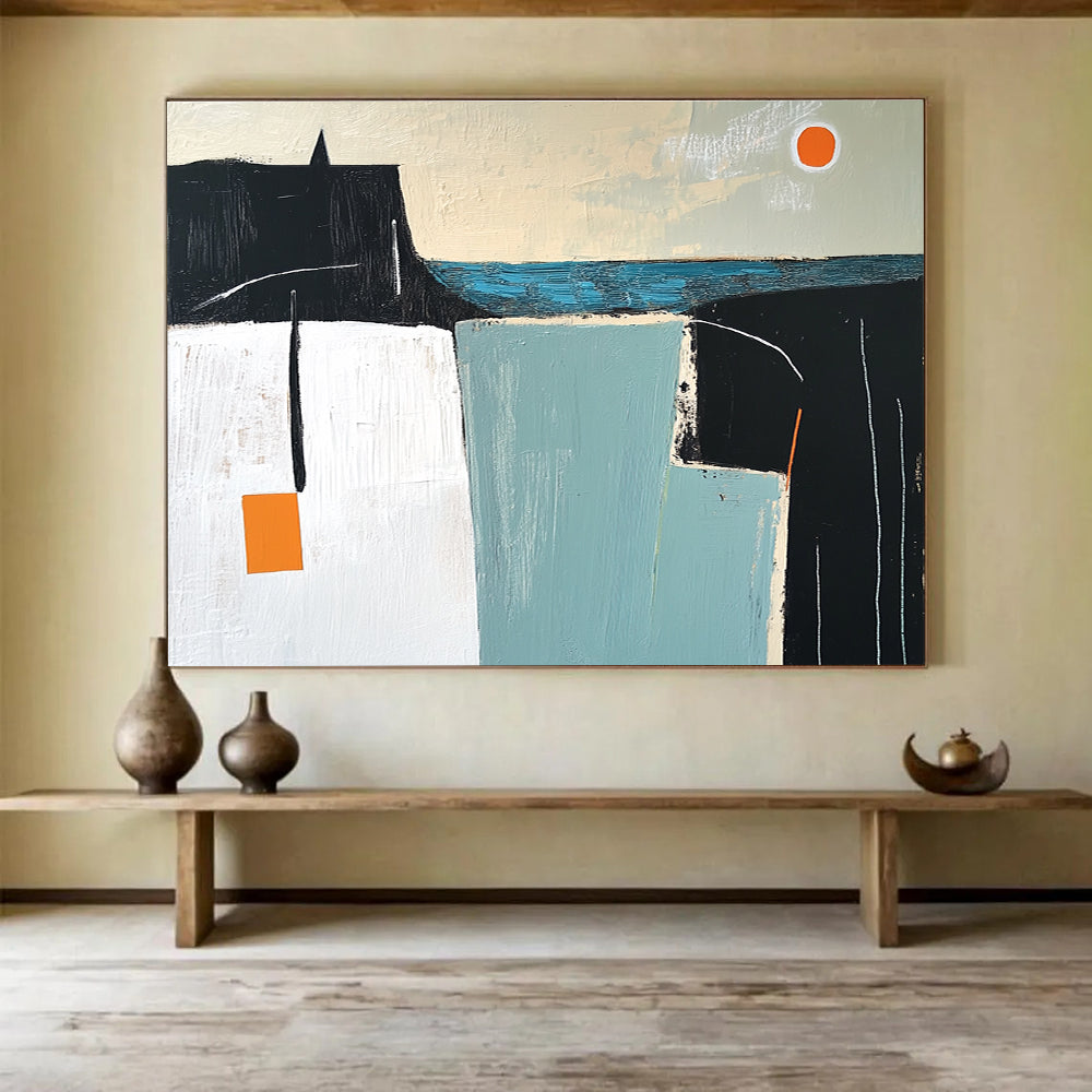 Minimalist Abstract Coastal Painting with Simple Shapes DYP546