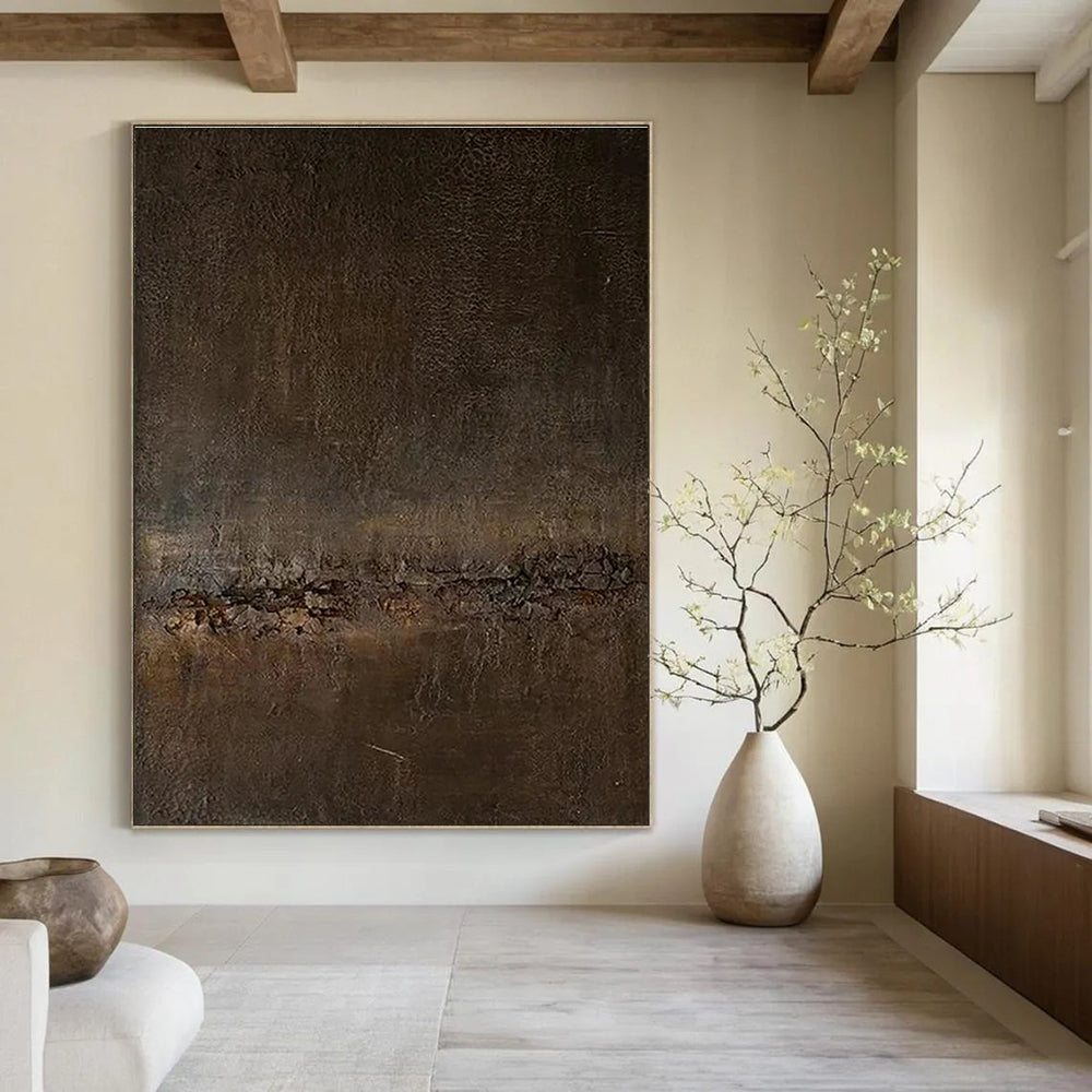 Dark - textured Mysterious Abstract Painting for Dramatic Spaces ADGE057