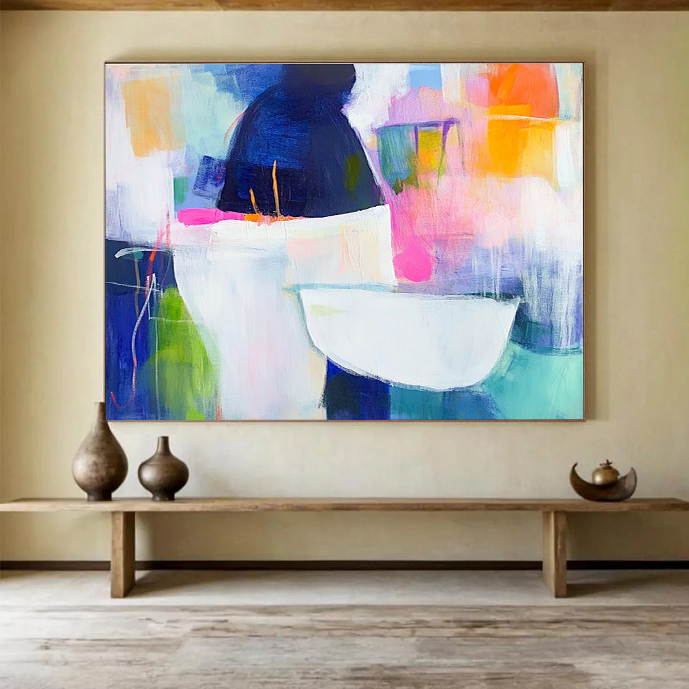 Abstract Vessel Composition Painting with Colorful Background DYP464