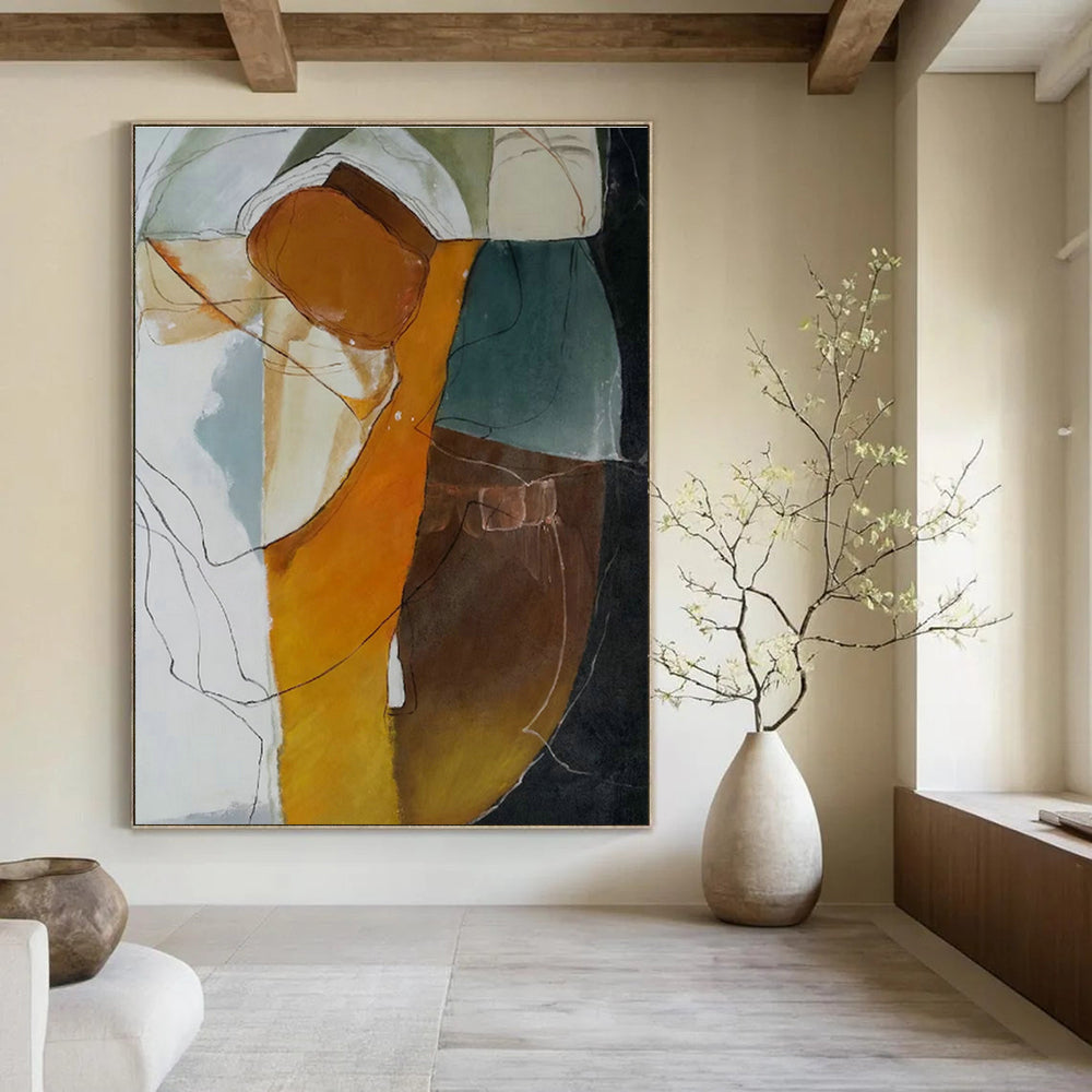 Giant Custom Hand - Painted Abstract Art for Living Room Media Walls & Office Collaboration Zones DLZ0609