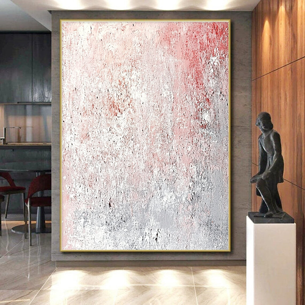 Pink and Gray Textured Abstract with Weathered Effect GER217
