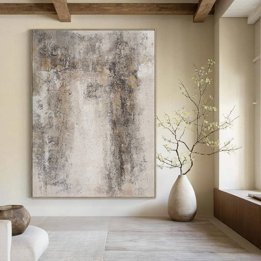 Gray and Brown Textured Abstract Painting ADGE346