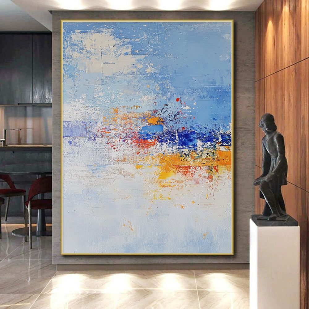 Blue Orange and Red Abstract Painting with Coastal Energy GER429