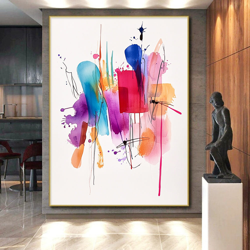 Colorful Splash Abstract Painting with Fluid Lines GER735